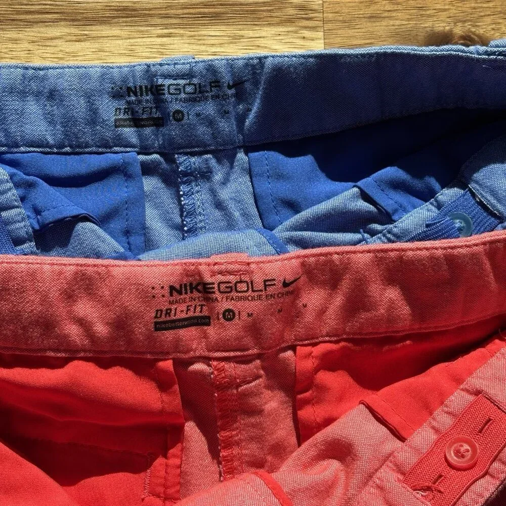 Bundle Of 2‎ Nike Golf Shorts Girl Size M Adjustable Waist Blue Orange Preppy